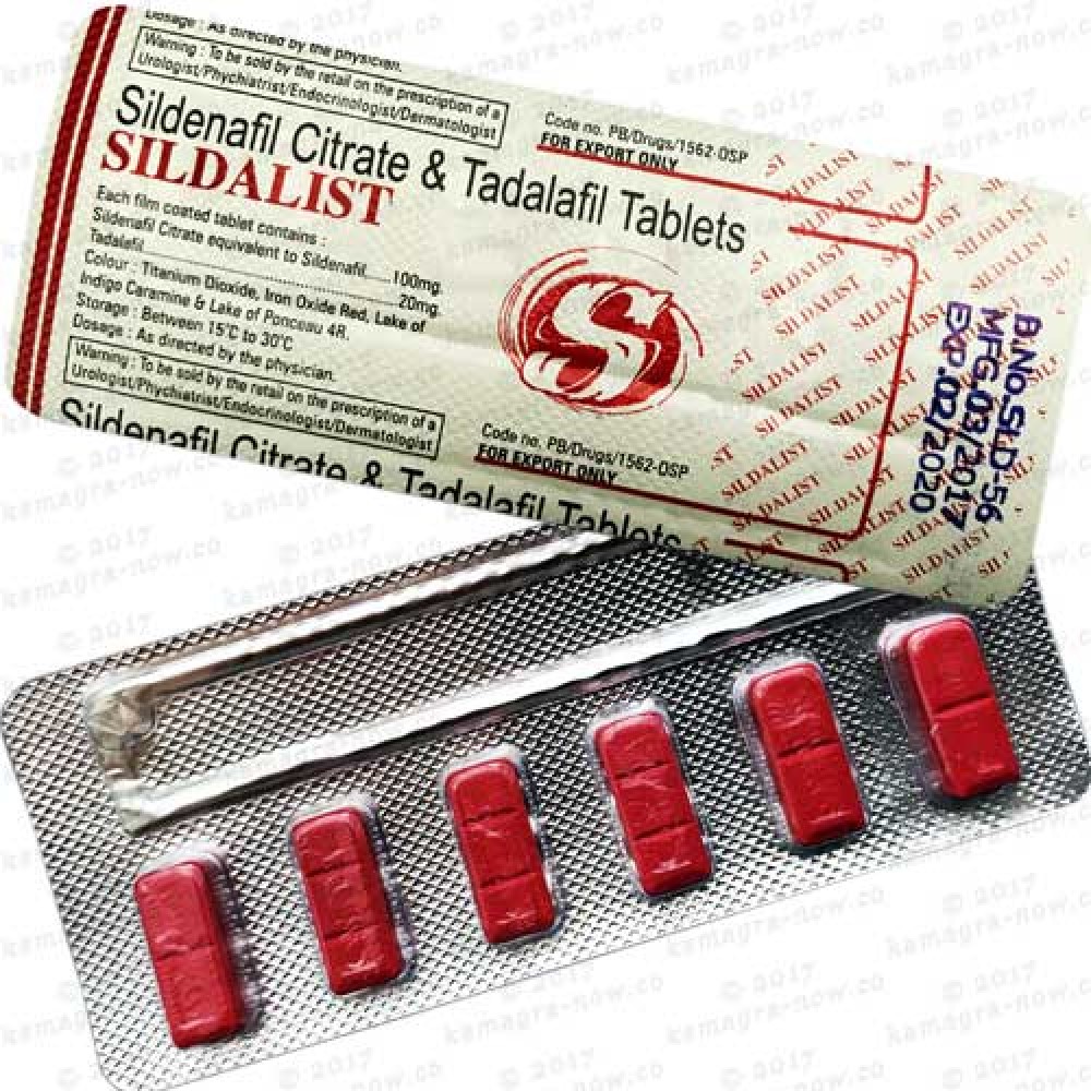 SILDALIST-120  Sildenafil 100mg + Tadalafil 20mg (6 tablets)